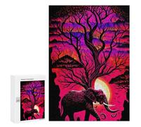 Jigsaw for Teenagerss300 PCS Elephant Under The Moonlit Tree Puzzles for Adults Relaxing Games Wall Decoration Unique Birthday And Gifts 300 PCS