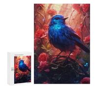 Jigsaw for Teenagerss300 PCS Enchanted Blue Bird Amidst Red Roses -1 Puzzles for Adults Relaxing Games Wall Decoration Unique Birthday And Gifts 300 PCS