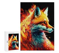 Jigsaw for Teenagerss300 PCS Flaming Fox Artwork -1 Adult Puzzles Relaxing Games Difficult Challenge Unique Birthday And Gifts 300 PCS