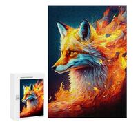 Jigsaw for Teenagerss300 PCS Flaming Fox Artwork Puzzles for Adults Relaxing Games Wall Decoration Unique Birthday And Gifts 300 PCS