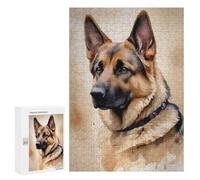 Jigsaw for Teenagerss300 PCS German Shepherd Watercolor Puzzles for Adults Relaxing Games Wall Decoration Unique Birthday And Gifts 300 PCS