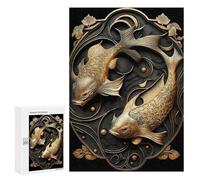 Jigsaw for Teenagerss300 PCS Golden Pisces Yin Yang Adult Puzzles Relaxing Games Difficult Challenge Unique Birthday And Gifts 300 PCS