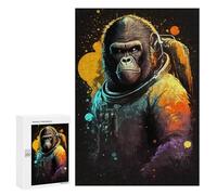 Jigsaw for Teenagerss300 PCS Gorilla Astronaut in Space Adult Puzzles Relaxing Games Difficult Challenge Unique Birthday And Gifts 300 PCS