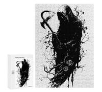 Jigsaw for Teenagerss300 PCS Grim Reaper with Axe Black And White Puzzle for Adults Fun Games Difficult Challenge Deal As Gifts for The Whole Family 300 PCS