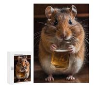 Jigsaw for Teenagerss300 PCS Hamster Drinking Beer Puzzle for Adults Fun Games Difficult Challenge Deal As Gifts for The Whole Family 300 PCS