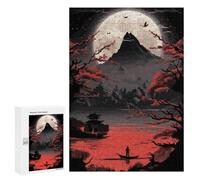 Jigsaw for Teenagerss300 PCS Japanese Red Black Art Puzzles for Adults Relaxing Games Wall Decoration Unique Birthday And Gifts 300 PCS