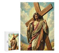 Jigsaw for Teenagerss300 PCS Jesus Carrying Cross Artwork Puzzles for Adults Hands-on Game Enhance Memory Unique Birthday And Gifts 300 PCS