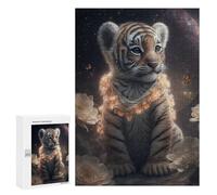 Jigsaw for Teenagerss300 PCS Magical Tiger Cub in Flowers Adult Puzzles Relaxing Games Difficult Challenge Unique Birthday And Gifts 300 PCS