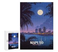 Jigsaw for Teenagerss300 PCS Maputo Mozambique Cityscape at Night Puzzle for Adults Fun Games Difficult Challenge Deal As Gifts for The Whole Family 300 PCS