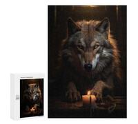 Jigsaw for Teenagerss300 PCS Moody Wolf Magical Candle Puzzle for Adults Fun Games Difficult Challenge Deal As Gifts for The Whole Family 300 PCS