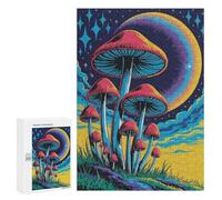 Jigsaw for Teenagerss300 PCS Mushroom Landscape with Rainbow Moon Puzzle for Adults Fun Games Difficult Challenge Deal As Gifts for The Whole Family 300 PCS