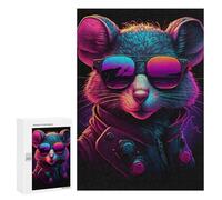Jigsaw for Teenagerss300 PCS Neon Mouse Sunglasses Art Puzzles for Adults Hands-on Game Enhance Memory Unique Birthday And Gifts 300 PCS