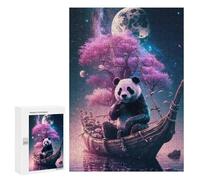 Jigsaw for Teenagerss300 PCS Panda on A Wooden Boat Under A Full Moon Puzzles for Adults Hands-on Game Enhance Memory Unique Birthday And Gifts 300 PCS