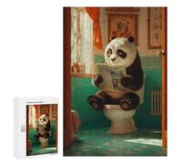 Jigsaw for Teenagerss300 PCS Panda Sitting on Toilet Puzzles for Adults Relaxing Games Wall Decoration Unique Birthday And Gifts 300 PCS