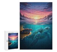 Jigsaw for Teenagerss300 PCS Sea Turtles Sunset Puzzle for Adults Fun Games Difficult Challenge Deal As Gifts for The Whole Family 300 PCS