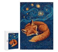 Jigsaw for Teenagerss300 PCS Sleeping Fox Under Starry Night Sky Puzzle for Adults Fun Games Difficult Challenge Deal As Gifts for The Whole Family 300 PCS