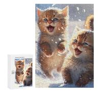 Jigsaw for Teenagerss300 PCS Snowy Kitten Adventure Adult Puzzles Relaxing Games Difficult Challenge Unique Birthday And Gifts 300 PCS