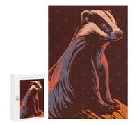 Jigsaw for Teenagerss300 PCS Stylized Badger Illustration Puzzle for Adults Fun Games Difficult Challenge Deal As Gifts for The Whole Family 300 PCS