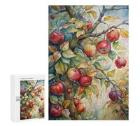 Jigsaw for Teenagerss300 PCS Watercolor Apple Tree with Ripe Apples Puzzle for Adults Fun Games Difficult Challenge Deal As Gifts for The Whole Family 300 PCS