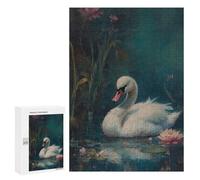 Jigsaw for Teenagerss300 PCS White Swan in Pond Puzzle for Adults Fun Games Difficult Challenge Deal As Gifts for The Whole Family 300 PCS