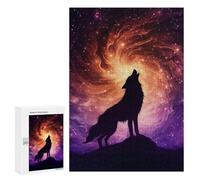 Jigsaw for Teenagerss300 PCS Wolf Howling at Cosmic Vortex Sky Puzzle for Adults Fun Games Difficult Challenge Deal As Gifts for The Whole Family 300 PCS