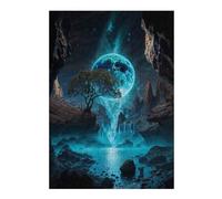 Jigsaw for Teenagerss38x26cm/1000pcs Neon Moon Waterfall Oasis Adult Jigsaw Puzzle Relax Games Difficult Challenge for Birthday, Chrismas 38x26cm/1000pcs