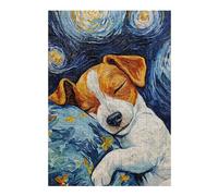 Jigsaw for Teenagerss38x26cm/1000pcs Sleeping Jack Russel Terrier Starry Night Adult Jigsaw Puzzle Relax Games Difficult Challenge for Birthday, Chrismas 38x26cm/1000pcs