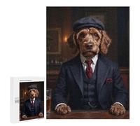Jigsaw for Teenagerss500 PCS Brown Cockapoo Dog in Suit at The Pub Puzzles for Adults Hands-on Game Enhance Memory Unique Birthday And Gifts 500 PCS