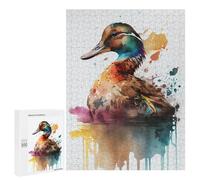 Jigsaw for Teenagerss500 PCS Colorful Duck Watercolor Art Print Adult Puzzles Relaxing Games Difficult Challenge Unique Birthday And Gifts 500 PCS
