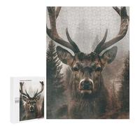 Jigsaw for Teenagerss500 PCS Deer in Foggy Forest Puzzle for Adults Fun Games Difficult Challenge Deal As Gifts for The Whole Family 500 PCS
