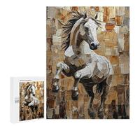 Jigsaw for Teenagerss500 PCS Galloping Horse in Dynamic Impasto Style Puzzle for Adults Fun Games Difficult Challenge Deal As Gifts for The Whole Family 500 PCS