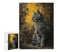 Jigsaw for Teenagerss500 PCS Golden Meadows Maine Coon Puzzle for Adults Fun Games Difficult Challenge Deal As Gifts for The Whole Family 500 PCS