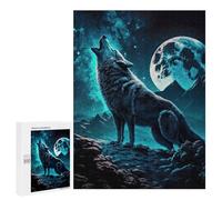 Jigsaw for Teenagerss500 PCS Howling Wolf Moonlit Night Adult Puzzles Relaxing Games Difficult Challenge Unique Birthday And Gifts 500 PCS