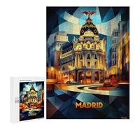 Jigsaw for Teenagerss500 PCS Madrid Cubist Elegance - Modern Geometric Cityscape Puzzle for Adults Fun Games Difficult Challenge Deal As Gifts for The Whole Family 500 PCS