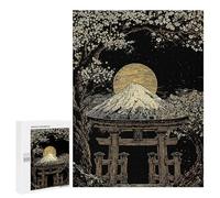 Jigsaw for Teenagerss500 PCS Mount Fuji And Torii Gate Illustration Puzzles for Adults Relaxing Games Wall Decoration Unique Birthday And Gifts 500 PCS