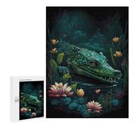 Jigsaw for Teenagerss500 PCS Nighttime Crocodile in Bloom Adult Puzzles Relaxing Games Difficult Challenge Unique Birthday And Gifts 500 PCS