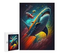 Jigsaw for Teenagerss500 PCS Sharks in Space Adventure Adult Puzzles Relaxing Games Difficult Challenge Unique Birthday And Gifts 500 PCS