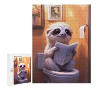 Jigsaw for Teenagerss500 PCS Sloth Reading on Toilet Funny Adult Puzzles Relaxing Games Difficult Challenge Unique Birthday And Gifts 500 PCS