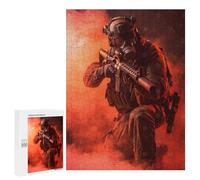 Jigsaw for Teenagerss500 PCS Soldier Gas Mask Red Smoke Puzzles for Adults Hands-on Game Enhance Memory Unique Birthday And Gifts 500 PCS