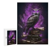 Jigsaw for Teenagerss500 PCS Steampunk Owl on Books with Magic Puzzle for Adults Fun Games Difficult Challenge Deal As Gifts for The Whole Family 500 PCS