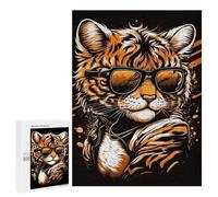 Jigsaw for Teenagerss500 PCS Stylish Tiger with Sunglasses Puzzles for Adults Hands-on Game Enhance Memory Unique Birthday And Gifts 500 PCS