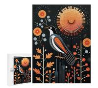 Jigsaw for Teenagerss500 PCS Stylized Bird Dark Floral Puzzle for Adults Fun Games Difficult Challenge Deal As Gifts for The Whole Family 500 PCS