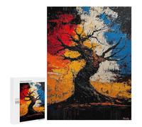 Jigsaw for Teenagerss500 PCS Twisted Resilience - Expressionist Abstract Tree Art Puzzle for Adults Fun Games Difficult Challenge Deal As Gifts for The Whole Family 500 PCS