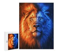 Jigsaw for Teenagerss500 PCS Two-Faced Lion Fire & Ice Adult Puzzles Relaxing Games Difficult Challenge Unique Birthday And Gifts 500 PCS