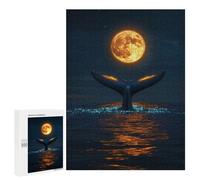Jigsaw for Teenagerss500 PCS Whale Tail Under Full Moon Puzzle for Adults Fun Games Difficult Challenge Deal As Gifts for The Whole Family 500 PCS