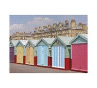 Jigsaw for Teenagerss52x38cm/1000pcs Brightly Colored Beach Huts in Brighton, England Puzzles for Adults Fun Games Stress Reliever Deal As Gifts for The Whole Family 52x38cm/1000pcs