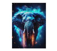 Jigsaw for Teenagerss52x38cm/1000pcs Neon Cyan Elephant Nebulae Adult Jigsaw Puzzle Relax Games Difficult Challenge for Birthday, Chrismas 52x38cm/1000pcs