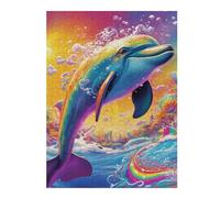 Jigsaw for Teenagerss52x38cm/1000pcs Rainbow Dolphin Dive Puzzles for Adults Fun Games Stress Reliever Deal As Gifts for The Whole Family 52x38cm/1000pcs
