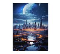 Jigsaw for Teenagerss52x38cm/1000pcs The Moon Future City Night Adult Jigsaw Puzzle Relax Games Difficult Challenge for Birthday, Chrismas 52x38cm/1000pcs