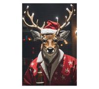 Jigsaw for Teenagerss75x50cm/1000pcs Deer Drinking Beer Xmas Adult Jigsaw Puzzle Relax Games Difficult Challenge for Birthday, Chrismas 75x50cm/1000pcs
